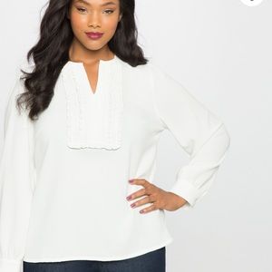 Eloquii white ruffle bib blouse